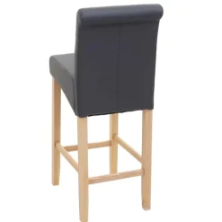 PROREGAL 2er-Set Barhocker gepolstert mit Lehne Sitzhöhe 75cm Holz Grau matt helle Beine Kunstleder Barstuhl Tresenhocker