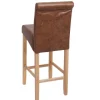 PROREGAL 2er-Set Barhocker gepolstert mit Lehne Sitzhöhe 75cm Holz Wildlederimitat helle Beine Stoff/Textil Barstuhl Tresenhocker