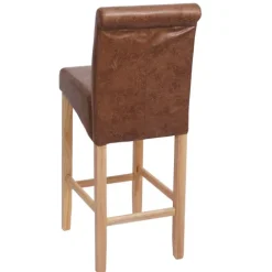 PROREGAL 2er-Set Barhocker gepolstert mit Lehne Sitzhöhe 75cm Holz Wildlederimitat helle Beine Stoff/Textil Barstuhl Tresenhocker