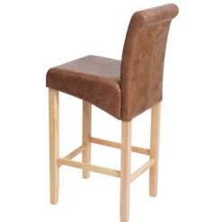 PROREGAL 2er-Set Barhocker gepolstert mit Lehne Sitzhöhe 75cm Holz Wildlederimitat helle Beine Stoff/Textil Barstuhl Tresenhocker