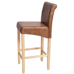PROREGAL 2er-Set Barhocker gepolstert mit Lehne Sitzhöhe 75cm Holz Wildlederimitat helle Beine Stoff/Textil Barstuhl Tresenhocker