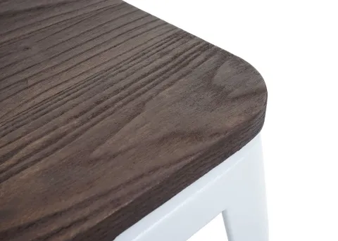 PROREGAL 4er-Set Barhocker inkl. Holz-Sitzfläche Sitzhöhe 76cm Metall Industriedesign stapelbar Weiß Barstuhl Tresenhocker