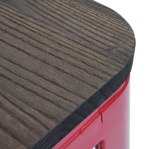 PROREGAL 4er-Set Barhocker inkl. Holz-Sitzfläche Sitzhöhe 76cm Metall Industriedesign stapelbar Rot Barstuhl Tresenhocker