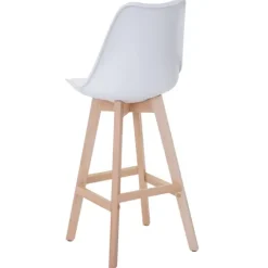 PROREGAL 2er-Set Barhocker mit Lehne, einfach Sitzhöhe 76cm Weiß Sitzfläche Kunstleder Weiß helle Beine| Retro Design