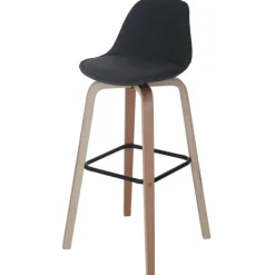 PROREGAL 2er-Set Barhocker mit Lehne, einfach Sitzhöhe 76cm Textil Dunkelgrau Barstuhl Tresenhocker mit Lehne