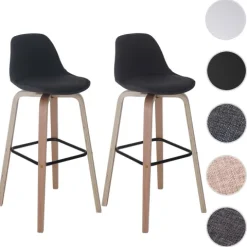 PROREGAL 2er-Set Barhocker mit Lehne, einfach Sitzhöhe 76cm Textil Dunkelgrau Barstuhl Tresenhocker mit Lehne