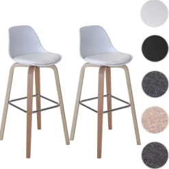 PROREGAL 2er-Set Barhocker mit Lehne, einfach Sitzhöhe 76cm Kunstleder Weiß Barstuhl Tresenhocker mit Lehne