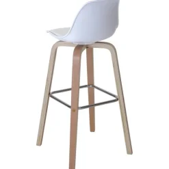 PROREGAL 2er-Set Barhocker mit Lehne, einfach Sitzhöhe 76cm Kunstleder Weiß Barstuhl Tresenhocker mit Lehne