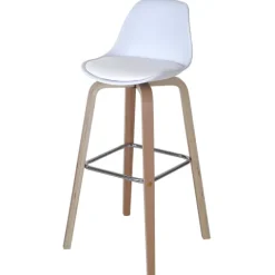 PROREGAL 2er-Set Barhocker mit Lehne, einfach Sitzhöhe 76cm Kunstleder Weiß Barstuhl Tresenhocker mit Lehne