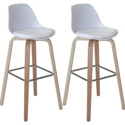 PROREGAL 2er-Set Barhocker mit Lehne, einfach Sitzhöhe 76cm Kunstleder Weiß Barstuhl Tresenhocker mit Lehne