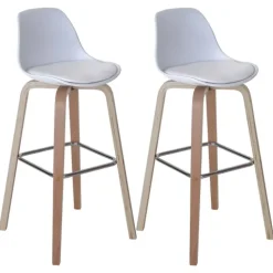 PROREGAL 2er-Set Barhocker mit Lehne, einfach Sitzhöhe 76cm Kunstleder Weiß Barstuhl Tresenhocker mit Lehne