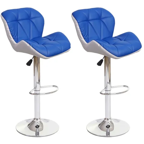 PROREGAL 2er-Set Barhocker mit Lehne Sitzhöhe 62-83cm höhenverstellbar Kunstleder Blau Barstuhl Tresenhocker