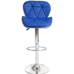PROREGAL 2er-Set Barhocker mit Lehne Sitzhöhe 62-83cm höhenverstellbar Kunstleder Blau Barstuhl Tresenhocker