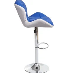 PROREGAL 2er-Set Barhocker mit Lehne Sitzhöhe 62-83cm höhenverstellbar Kunstleder Blau Barstuhl Tresenhocker