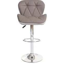PROREGAL 2er-Set Barhocker mit Lehne Sitzhöhe 62-83cm höhenverstellbar Kunstleder Taupe-grau Barstuhl Tresenhocker