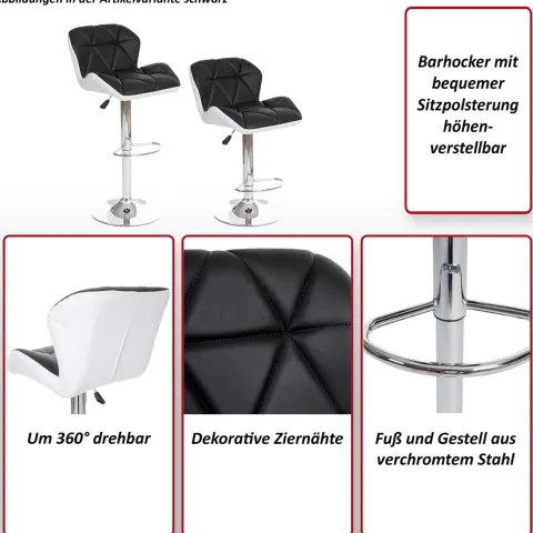PROREGAL 2er-Set Barhocker mit Lehne Sitzhöhe 62-83cm höhenverstellbar Kunstleder Grau Barstuhl Tresenhocker