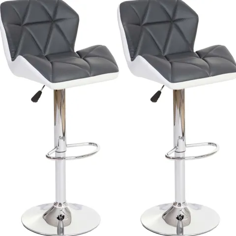 PROREGAL 2er-Set Barhocker mit Lehne Sitzhöhe 62-83cm höhenverstellbar Kunstleder Grau Barstuhl Tresenhocker