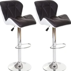 PROREGAL 2er-Set Barhocker mit Lehne Sitzhöhe 62-83cm höhenverstellbar Kunstleder Braun Barstuhl Tresenhocker