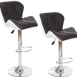 PROREGAL 2er-Set Barhocker mit Lehne Sitzhöhe 62-83cm höhenverstellbar Kunstleder Braun Barstuhl Tresenhocker