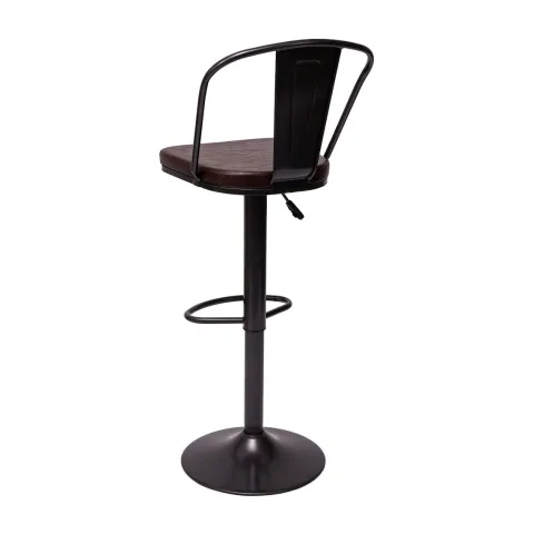 PROREGAL 2er-Set Barhocker mit Lehne Sitzhöhe 63-83cm höhenverstellbar drehbar Industrial Kunstleder Metall vintage Braun| Tresenhocker Barstuhl