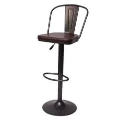 PROREGAL 2er-Set Barhocker mit Lehne Sitzhöhe 63-83cm höhenverstellbar drehbar Industrial Kunstleder Metall vintage Braun| Tresenhocker Barstuhl