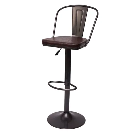 PROREGAL 2er-Set Barhocker mit Lehne Sitzhöhe 63-83cm höhenverstellbar drehbar Industrial Kunstleder Metall vintage Braun| Tresenhocker Barstuhl