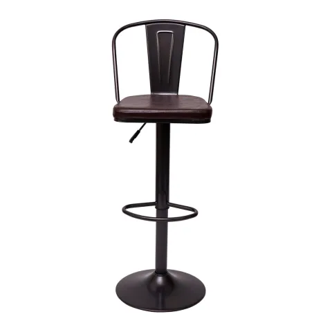 PROREGAL 2er-Set Barhocker mit Lehne Sitzhöhe 63-83cm höhenverstellbar drehbar Industrial Kunstleder Metall vintage Braun| Tresenhocker Barstuhl