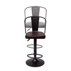 PROREGAL 2er-Set Barhocker mit Lehne Sitzhöhe 63-83cm höhenverstellbar drehbar Industrial Kunstleder Metall vintage Braun| Tresenhocker Barstuhl