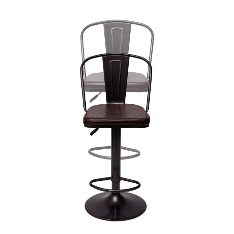 PROREGAL 2er-Set Barhocker mit Lehne Sitzhöhe 63-83cm höhenverstellbar drehbar Industrial Kunstleder Metall vintage Braun| Tresenhocker Barstuhl