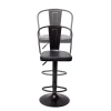 PROREGAL 2er-Set Barhocker mit Lehne Sitzhöhe 63-83cm höhenverstellbar drehbar Industrial Kunstleder Metall vintage Grau| Tresenhocker Barstuhl