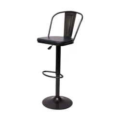 PROREGAL 2er-Set Barhocker mit Lehne Sitzhöhe 63-83cm höhenverstellbar drehbar Industrial Kunstleder Metall vintage Grau| Tresenhocker Barstuhl