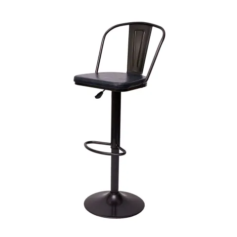 PROREGAL 2er-Set Barhocker mit Lehne Sitzhöhe 63-83cm höhenverstellbar drehbar Industrial Kunstleder Metall vintage Grau| Tresenhocker Barstuhl