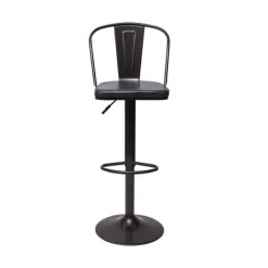PROREGAL 2er-Set Barhocker mit Lehne Sitzhöhe 63-83cm höhenverstellbar drehbar Industrial Kunstleder Metall vintage Grau| Tresenhocker Barstuhl