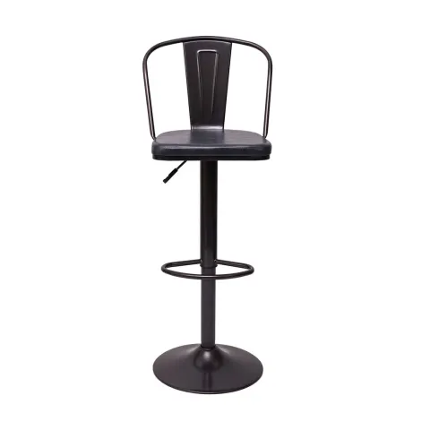 PROREGAL 2er-Set Barhocker mit Lehne Sitzhöhe 63-83cm höhenverstellbar drehbar Industrial Kunstleder Metall vintage Grau| Tresenhocker Barstuhl