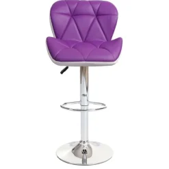 PROREGAL 2er-Set Barhocker mit Lehne Sitzhöhe 62-83cm höhenverstellbar Kunstleder Lila Barstuhl Tresenhocker
