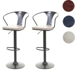 PROREGAL 2er-Set Barhocker mit Lehne, Sitzhöhe 63-83cm, Armlehne, Tresenhocker Barstuhl Industrial drehbar, vintage Schwarz-creme| höhenverstellbar