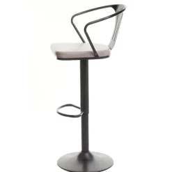 PROREGAL 2er-Set Barhocker mit Lehne, Sitzhöhe 63-83cm, Armlehne, Tresenhocker Barstuhl Industrial drehbar, vintage Schwarz-creme| höhenverstellbar