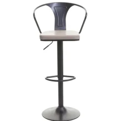 PROREGAL 2er-Set Barhocker mit Lehne, Sitzhöhe 63-83cm, Armlehne, Tresenhocker Barstuhl Industrial drehbar, vintage Schwarz-creme| höhenverstellbar