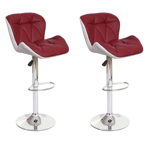 PROREGAL 2er-Set Barhocker mit Lehne Sitzhöhe 62-83cm höhenverstellbar Kunstleder Bordeaux Barstuhl Tresenhocker