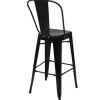 PROREGAL 2er-Set Barhocker mit Lehne Sitzhöhe 77cm Metall Industriedesign Schwarz Barstuhl Tresenhocker mit Lehne