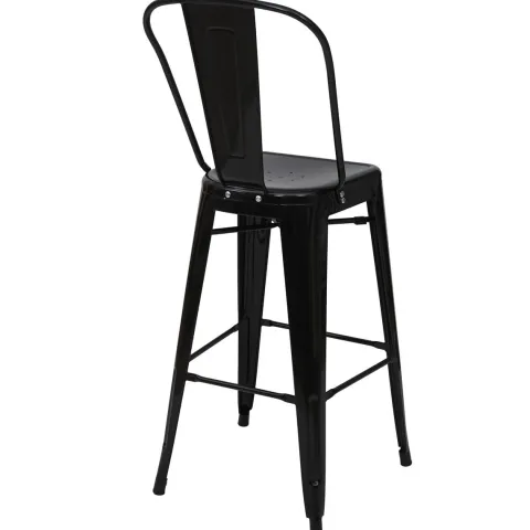 PROREGAL 2er-Set Barhocker mit Lehne Sitzhöhe 77cm Metall Industriedesign Schwarz Barstuhl Tresenhocker mit Lehne