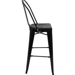 PROREGAL 2er-Set Barhocker mit Lehne Sitzhöhe 77cm Metall Industriedesign Schwarz Barstuhl Tresenhocker mit Lehne