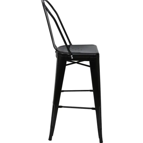 PROREGAL 2er-Set Barhocker mit Lehne Sitzhöhe 77cm Metall Industriedesign Schwarz Barstuhl Tresenhocker mit Lehne