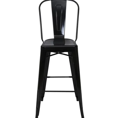 PROREGAL 2er-Set Barhocker mit Lehne Sitzhöhe 77cm Metall Industriedesign Schwarz Barstuhl Tresenhocker mit Lehne