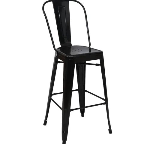 PROREGAL 2er-Set Barhocker mit Lehne Sitzhöhe 77cm Metall Industriedesign Schwarz Barstuhl Tresenhocker mit Lehne