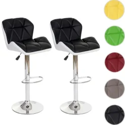 PROREGAL 2er-Set Barhocker mit Lehne Sitzhöhe 62-83cm höhenverstellbar Kunstleder Schwarz Barstuhl Tresenhocker