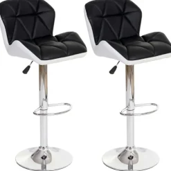 PROREGAL 2er-Set Barhocker mit Lehne Sitzhöhe 62-83cm höhenverstellbar Kunstleder Schwarz Barstuhl Tresenhocker