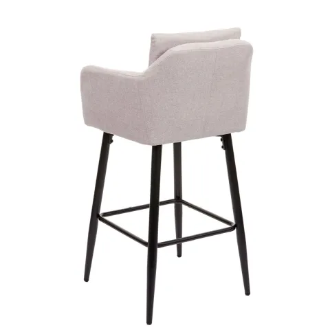 PROREGAL 2er-Set Barhocker mit Lehne Sitzhöhe 74cm Fußablage Metall Stoff/Textil Creme-Beige Barstuhl Tresenhocker