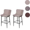 PROREGAL 2er-Set Barhocker mit Lehne Sitzhöhe 75cm Vintage Metall Fußablage Stoff/Textil Grau Barstuhl Tresenhocker