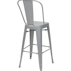 PROREGAL 2er-Set Barhocker mit Lehne Sitzhöhe 77cm Metall Industriedesign Grau Barstuhl Tresenhocker mit Lehne